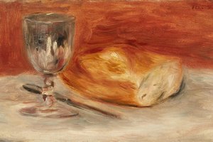 Still Life With Wine Glass And A Half Loaf Of Bread — Pierre-auguste Renoir