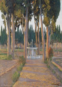 Golden Cypresses - The Orchard Of The Duke Of Gor — Santiago Rusiñol Prats