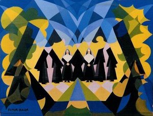 Nuns And Landscape — Giacomo Balla