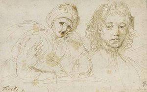 Woman With Turban And Portrait Of Young Man — Donato Creti