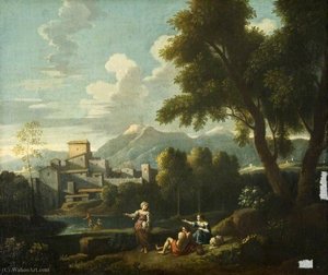 Landscape With A Building And Distant Mountains — Jan Frans Van Bloemen