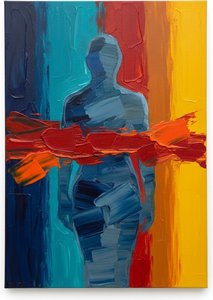 Prismatic Fracture: The Monumental Silhouette Amidst A Surge Of Visceral Crimson Light — Laurent Fabre