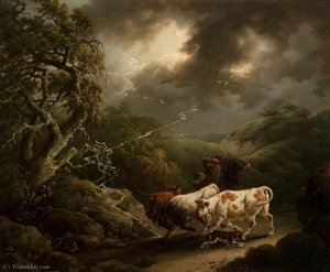 Horseman And Cattle In A Thunderstorm — Philip James De Loutherbourg