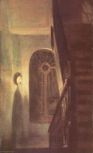 German Treppenflur Bei Nachtbeleuchtung — Adolph Von Menzel