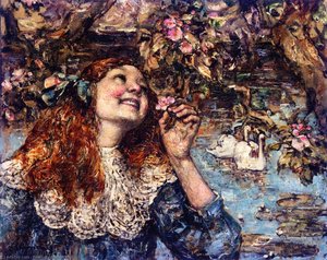 A Young Girl With Swans — Edward Atkinson Hornel