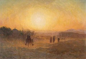 Man On A Donkey With Sunset — Brian Hatton