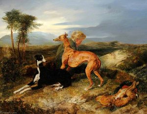 A Boy And Two Greyhounds Resting — Εδβιν Λάνσερ