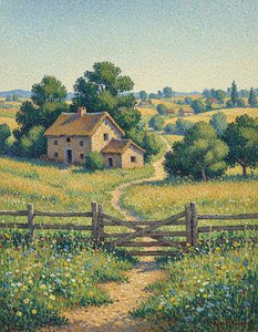 The Golden Path To Solitude: A Neo-impressionist Pastoral Study — Camille Caron