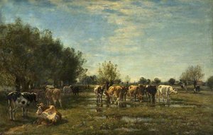 Fen Meadows With Cattle — William Mark Fisher