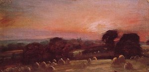 A Hayfield Near East Bergholt At Sunset — John Constable