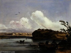 Mih-tutta-hankush, A Mandan Village — Karl Bodmer