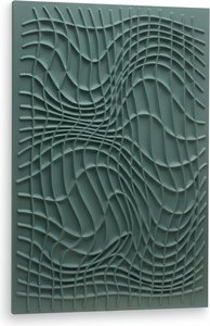 Abstract Teal Wood Relief Wall Sculpture