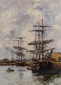 Deauville, Schiffe Im Hafen — Eugène Louis Boudin