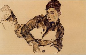 Leijona Nuorru Käsivarressaan — Egon Schiele