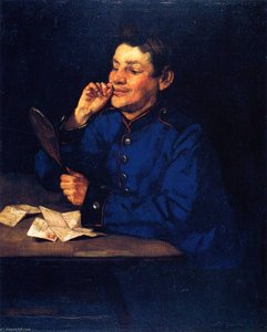 Gunner With Hand Mirror — Wilhelm Trübner