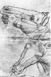 Study Of Horse Heads. Pen On Paper. 29 X 19 Cm. Louvre Museum, Paris — Pisanello