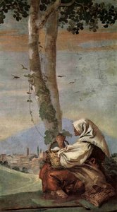 Landscape With Sitting Farmer — Giovanni Domenico Tiepolo