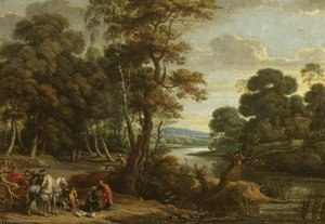 A Wooded River Landscape With Saint Philip — Lucas Van Uden