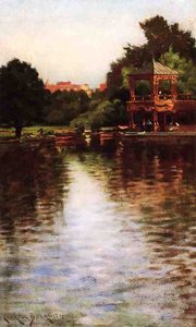 The Boathouse In Central Park — James Carroll Beckwith