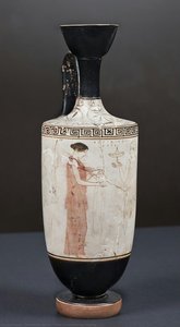 White-ground Funerary Lekythos — Nikosthenes Painter