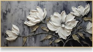 Textured Magnolia Bloom Canvas Painting