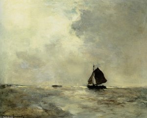 Sailing Boat In Choppy Seas — Johan Hendrik Weissenbruch