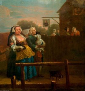 New River At Islington With A Family Going Awalking, A Cow Milking, And The Horns Archly Fixed Over The Husband's Head (decorative Painting For A Supper Box At Vauxhall Gardens, London) — Francis Hayman