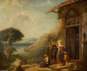 Poor Travellers At The Door Of A Capuchin Convent Near Vico, Bay Of Naples — William Collins