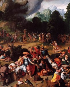 Paintings-worshipping Of The Golden Calf (detail) — Lucas Van Leyden