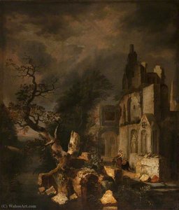 Landscape With Ruined Buildings And Figures — Jan Griffier I