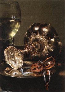 Breakfast Table With Blackberry Pie (detail) — Willem Claesz Heda
