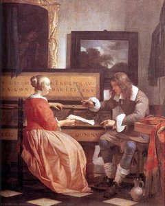Homme Et Femme Assis Au Virginal — Gabriel Metsu
