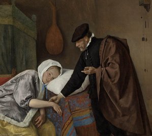The Sick Woman (detail) — Jan Havickszoon Steen