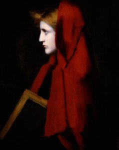A Woman In Profile Holding A Book — Jean-jacques Henner