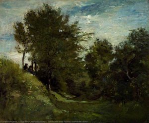 Landscape With Figures Seated On A Bank — Charles-françois Daubigny