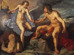 Juno Receiving The Eyes Of Argus From Mercury — Hendrik Goltzius