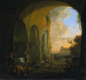 Drovers With Cattle Under An Arch Of The Colosseum In Rome, Jan Asselijn, 1640 - 1652 — Jan Asselijn