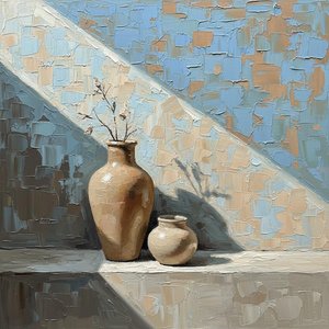 Ethereal Ochre Vessels Amidst Fragmented Light And Sculptural Earth Tones — Christian Noiret