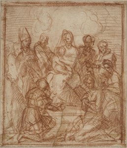 Madonna In Trono Con Bambino E Otto Santi (studio Compositivo Per La Pala D'altare A Sarzana) — Andrea Del Sarto