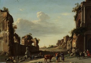 Roman Ruins With A Merchant Buying Bull — Cornelis Van Poelenburch