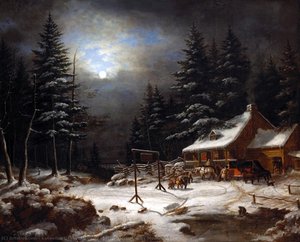 White Horse Inn By Moonlight — Cornelius David Krieghoff