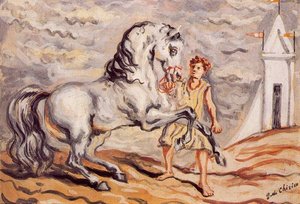 Caballo Huérfano Con Establero Y Pabellón — Giorgio De Chirico