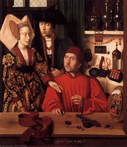 St Eligius In His Workshop — Petrus Christus