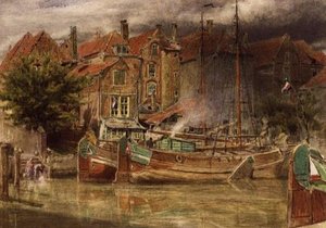 View On The Canal, Dort — Albert Goodwin