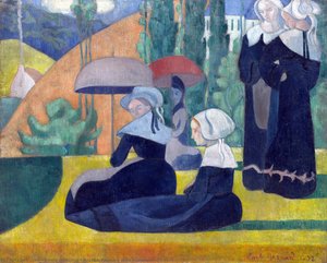 Breton Women With Parasols — إميل برنار