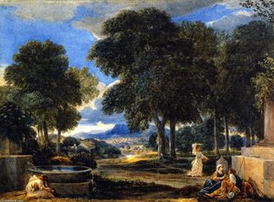 Landscape With A Man Washing His Feet At A Fountain After Poissin — David Cox