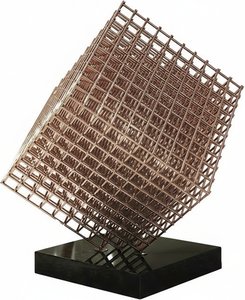 Rose Gold Stainless Steel Geometric Sculpture - Large Modern Art Cube Structure For Interior Decoration