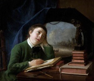 Portrait Of His Son Sketching — Nathaniel Hone I