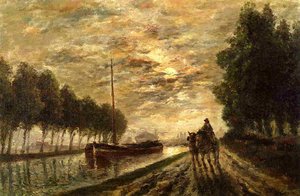 The Ourcq Canal, Towpath, Moonlight — Stanislas Lépine