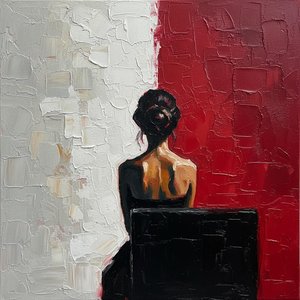 Crimson Divide: A Monumental Study Of Solitude And Fragmented Light — Christian Noiret